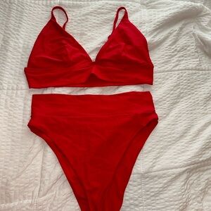 Women’s Aerie Red Triangle Bikini Set